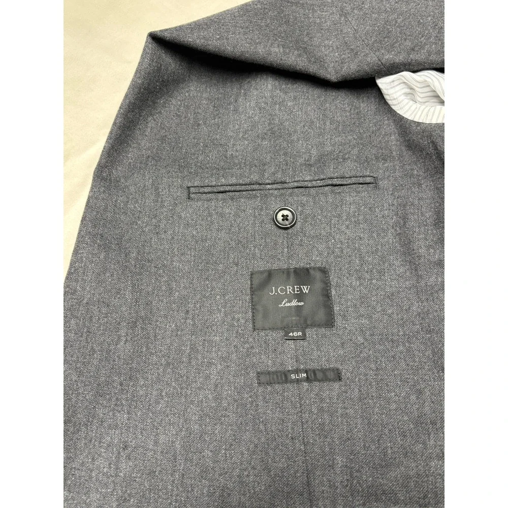 J.Crew Ludlow Slim Suit Mens 46R W38 L30 Moon British Cloth Charcoal Grey Wool